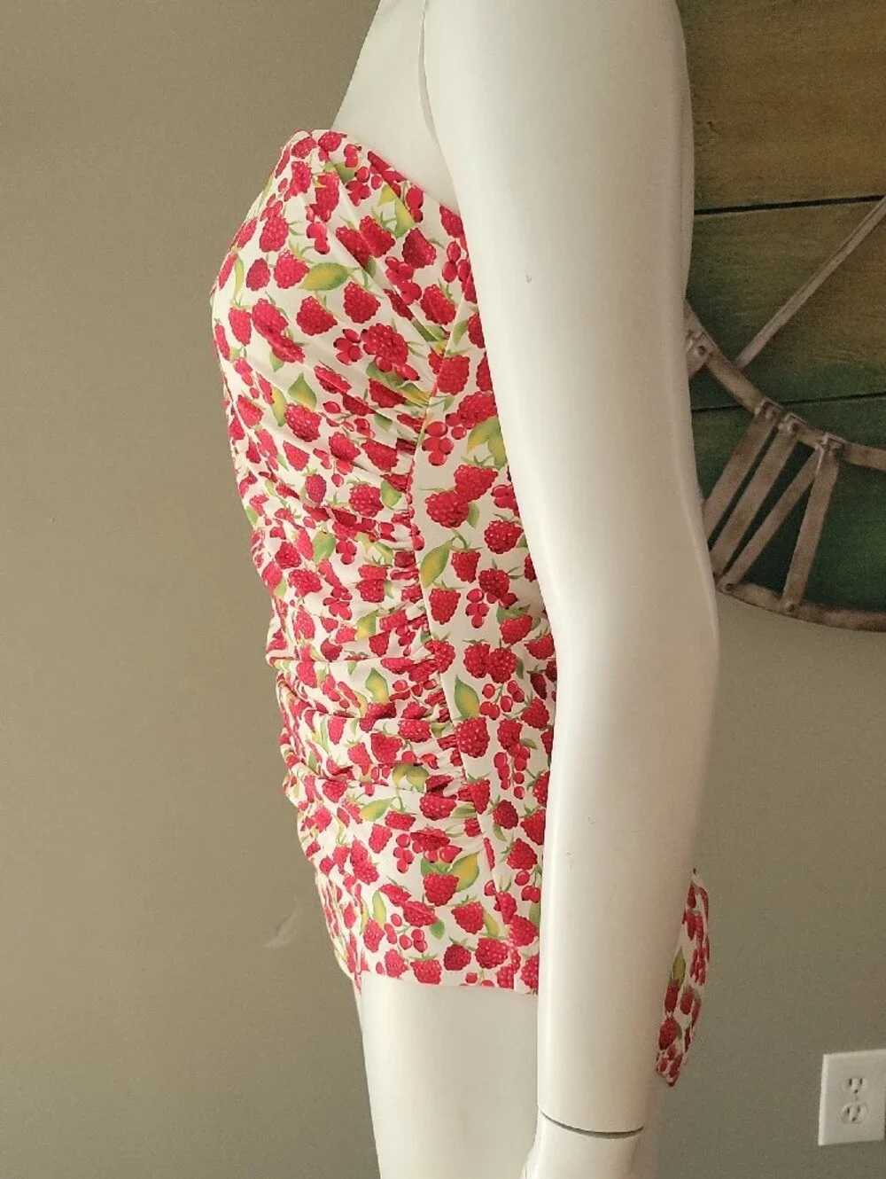J. Crew Gemma Ruched Bandeau One-Piece Swimsuit In Rasberry Print - Picture 3 of 14